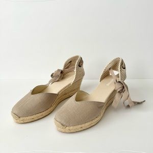 Soludos Lyon Ankle Wrap Wedge Espadrilles in Dark Safari Size 8 (NWOB)